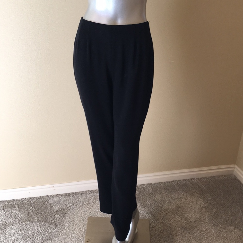 Emanuel Ungaro Crepe Solid Black Dress Pants Slacks